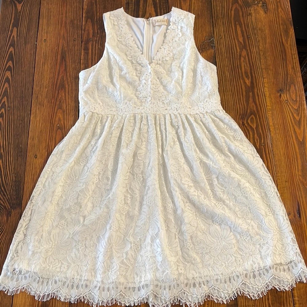 Altar’d State White Lace Dress Sleeveless V neck